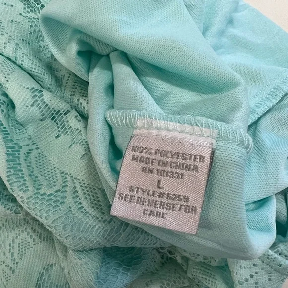 Light Blue Lace Long Sleeve Romper - Picture 8 of 12